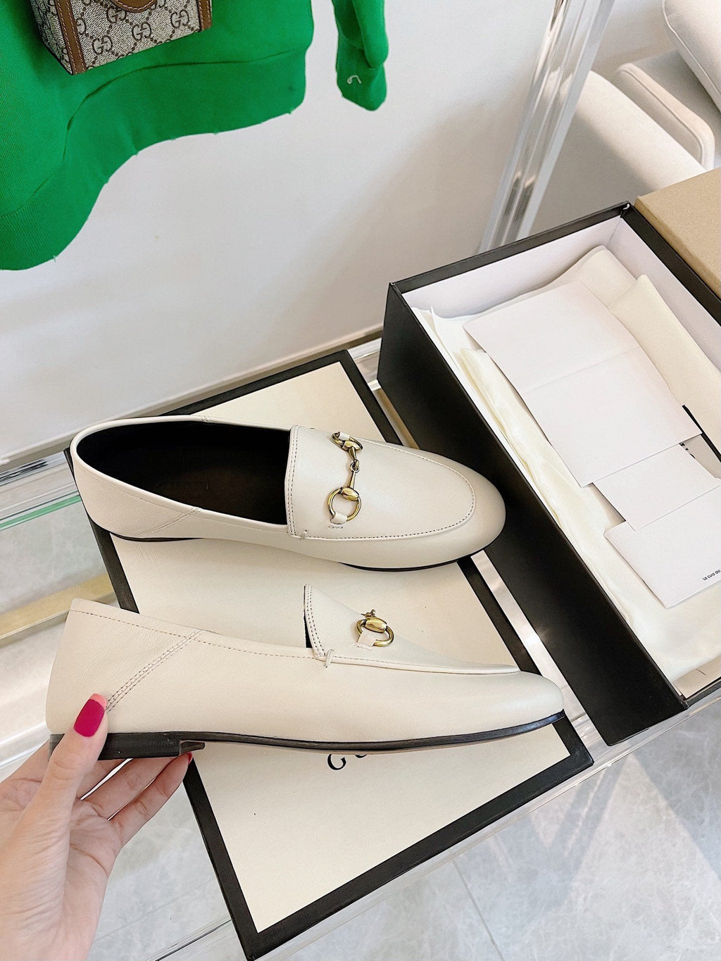 GUCCI LOAFERS MULES WHITE