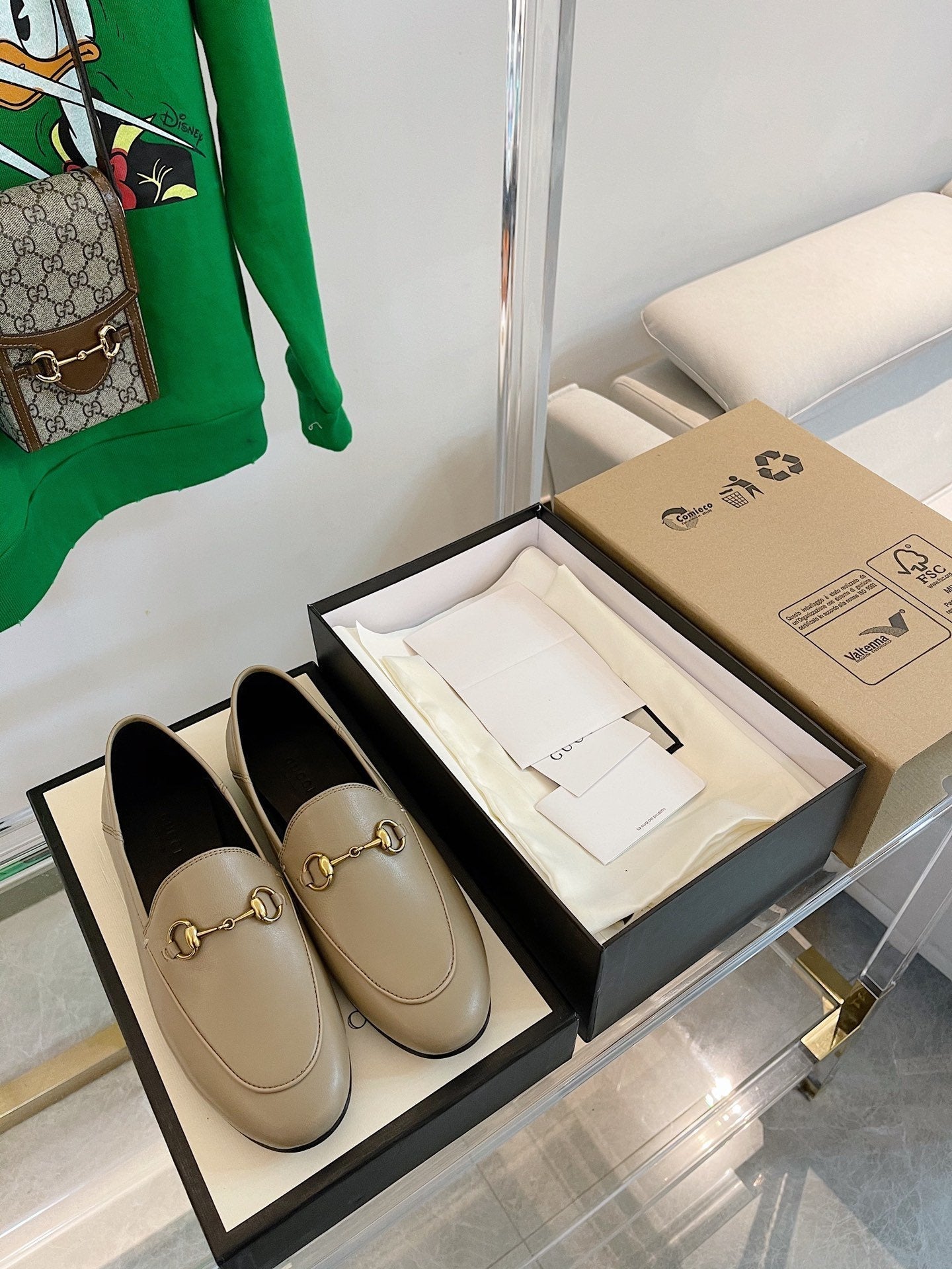 GUCCI LOAFERS MULES BEIGE