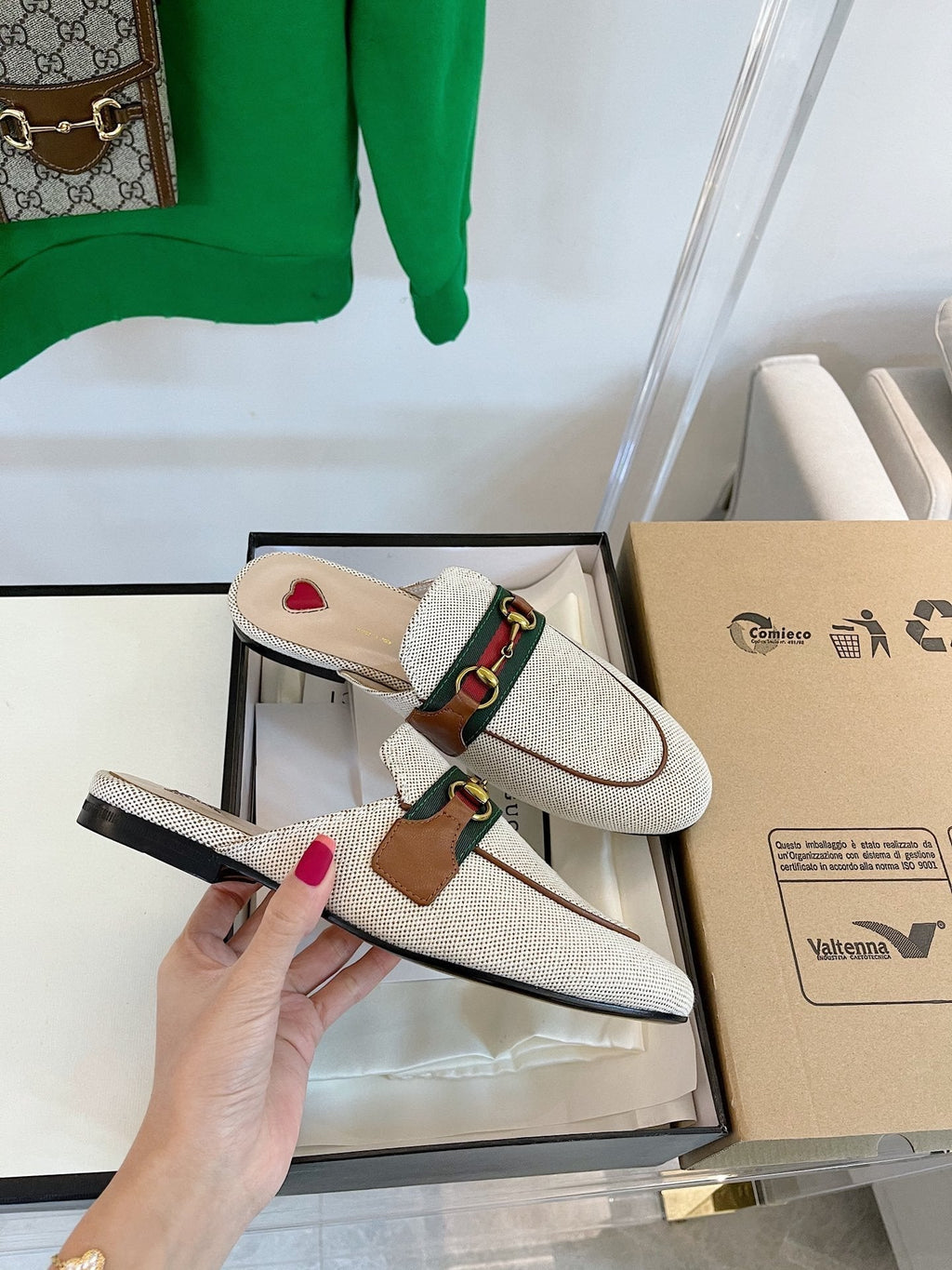GUCCI SLIPPER PRINCETOWN RED WHITE
