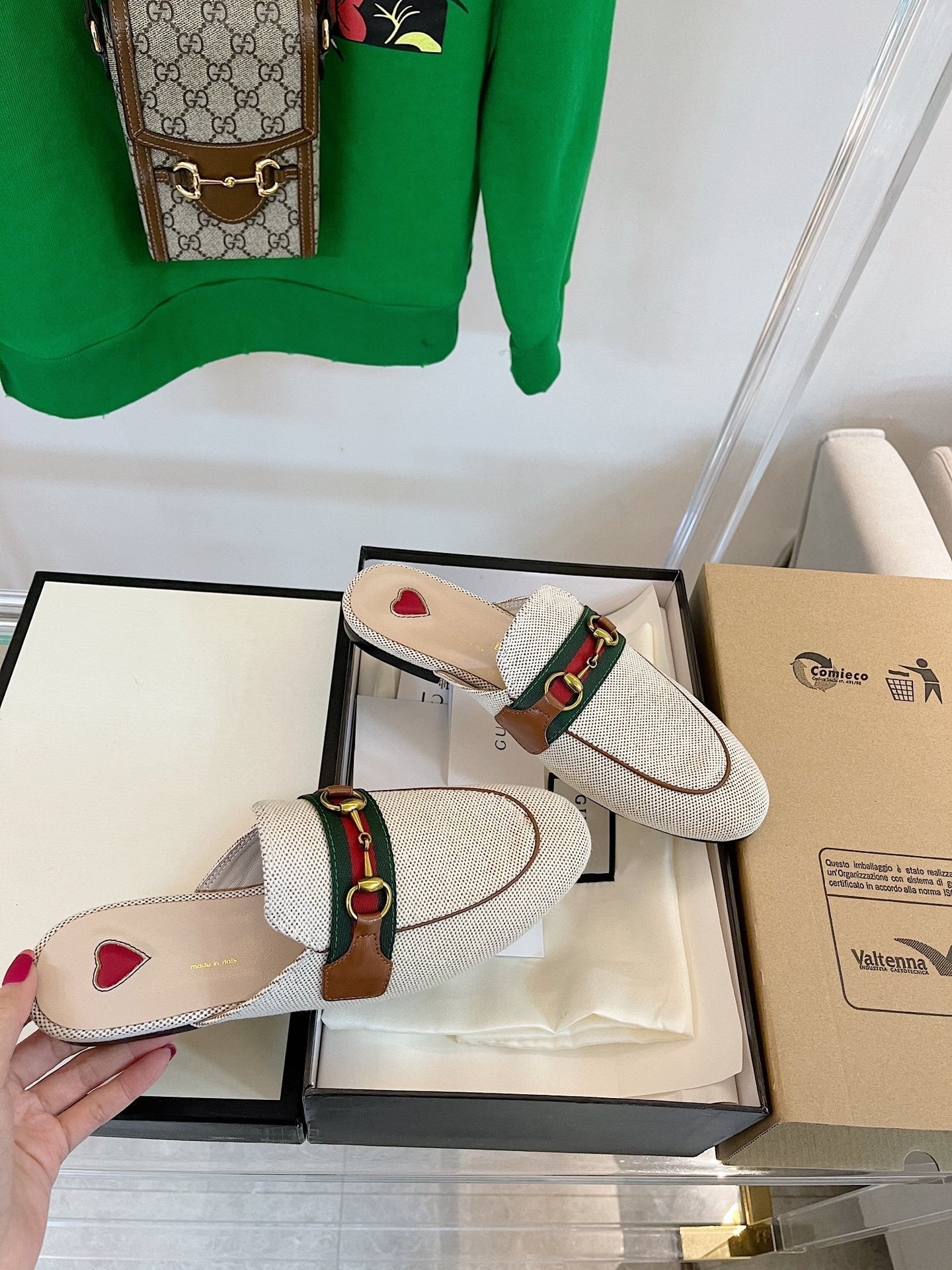 GUCCI SLIPPER PRINCETOWN RED WHITE