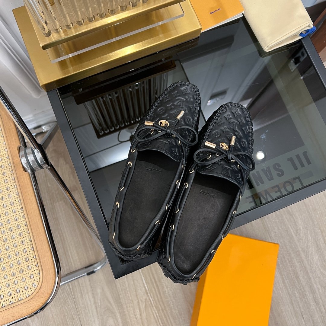 LOUIS VUITTON LV GLORIA FLAT LOAFER LOGO STAMPING BLACK