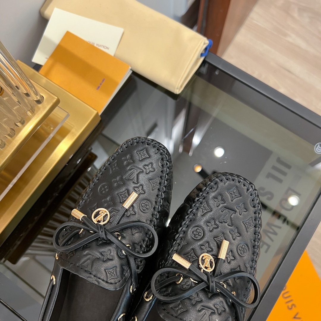 LOUIS VUITTON LV GLORIA FLAT LOAFER LOGO STAMPING BLACK
