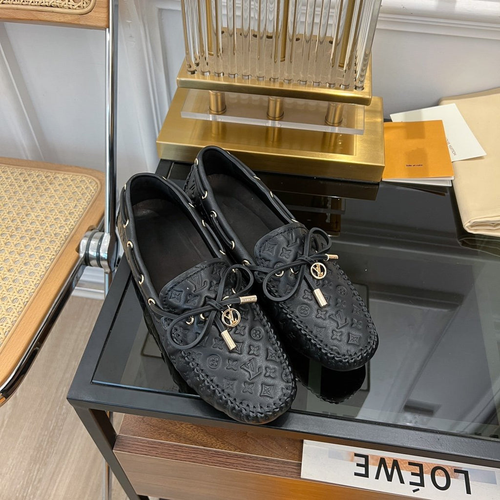 LOUIS VUITTON LV GLORIA FLAT LOAFER LOGO STAMPING BLACK