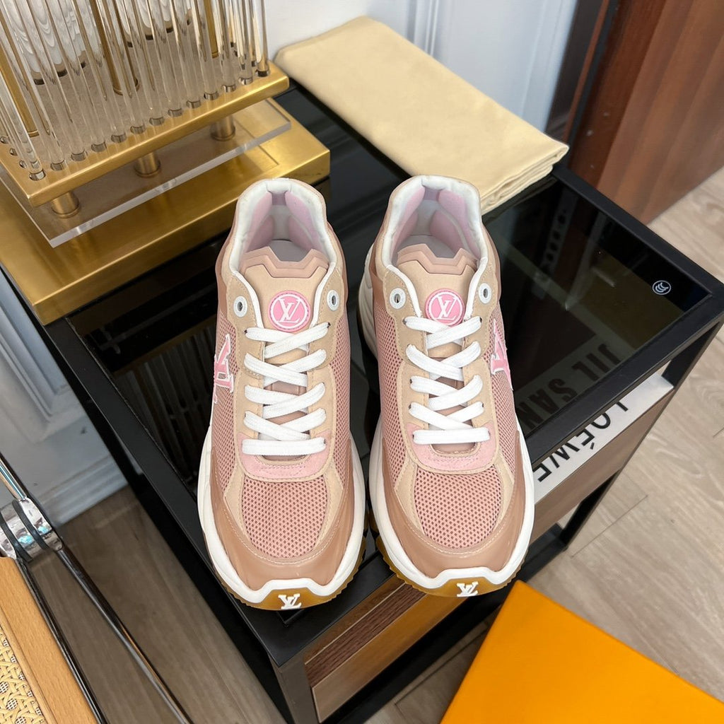 LOUIS VUITTON LV RUN 55 SNEAKER PINK BROWN