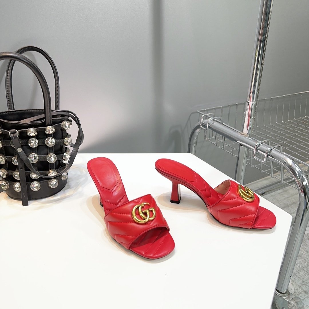 GUCCI SANDALS HIGH-HEELED RED