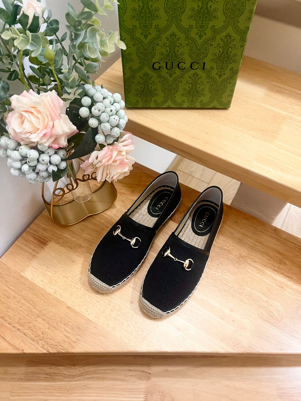 GUCCI WOMEN'S ESPADRILLE WITH HORSEBIT IN BLACK CANVAS