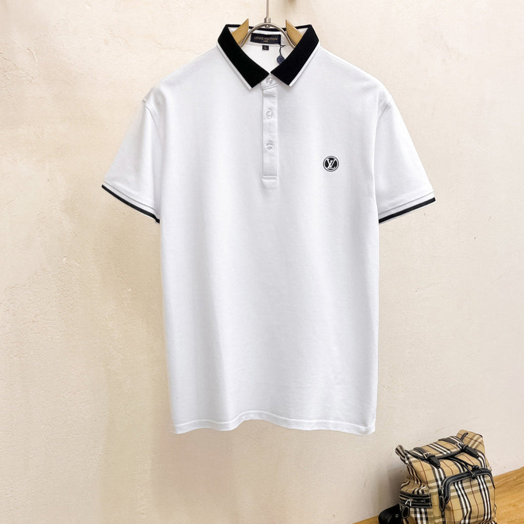 LOUIS VUITTON LV POLO WHITE AND BLACK TRIM LONG-STAPLE COTTON 238771