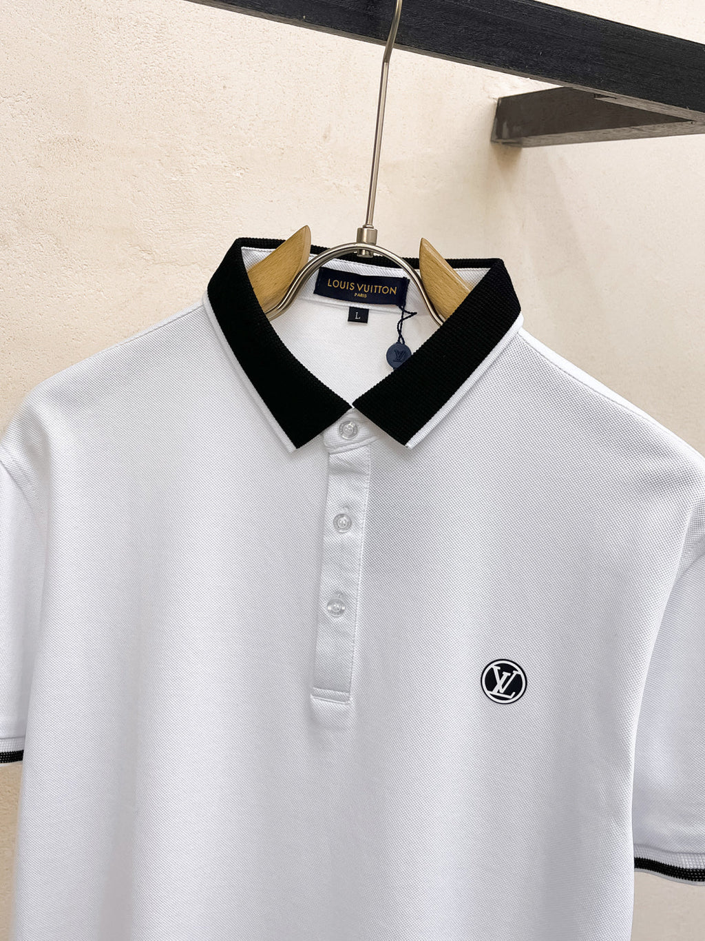 LOUIS VUITTON LV POLO WHITE AND BLACK TRIM LONG-STAPLE COTTON 238771