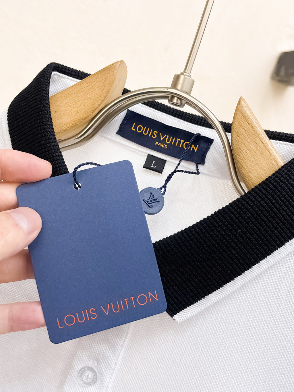 LOUIS VUITTON LV POLO WHITE AND BLACK TRIM LONG-STAPLE COTTON 238771