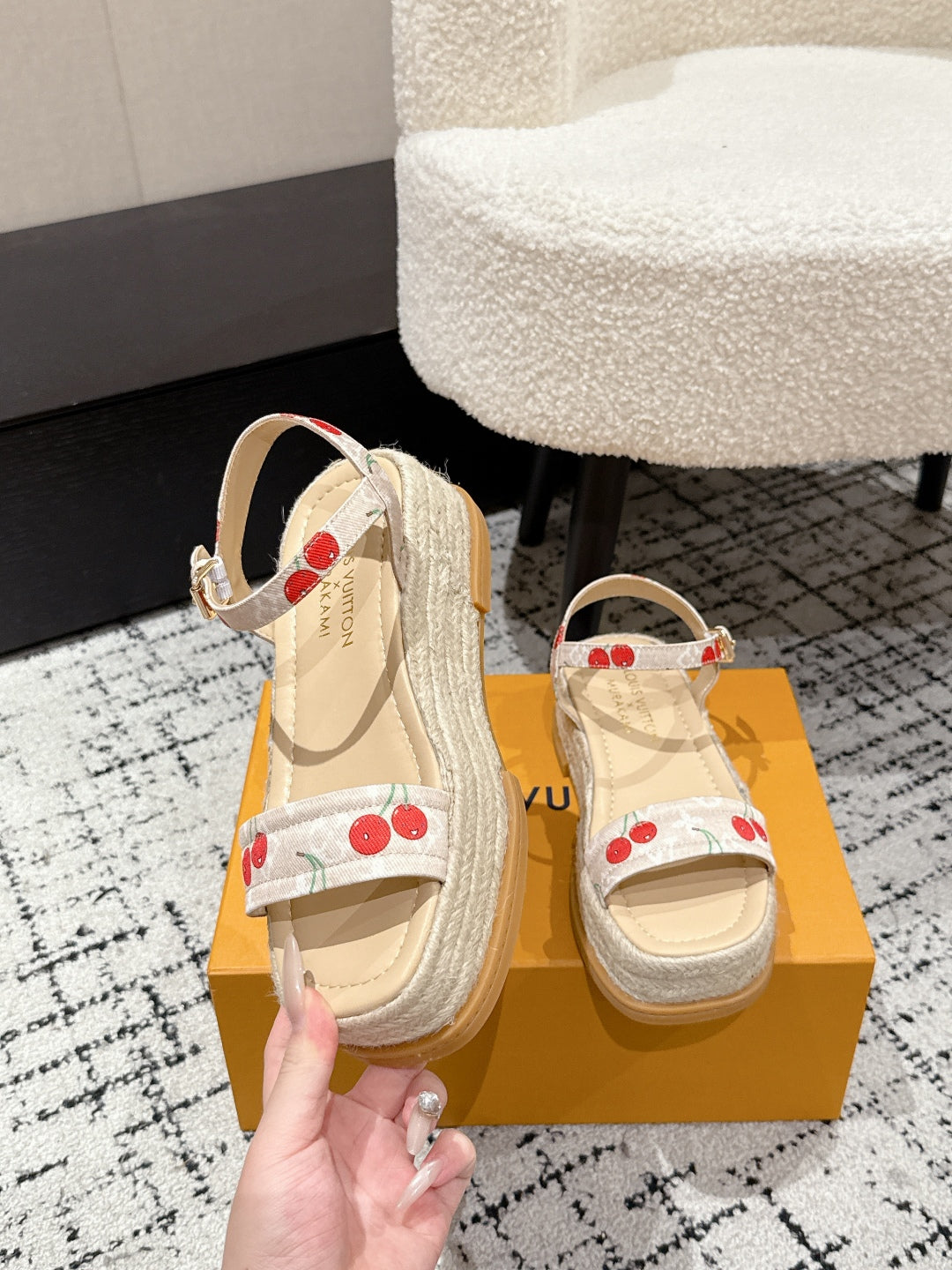 LOUIS VUITTON LV PLATFORM ESPADRILLE SANDALS 25S IN NUDE DENIM