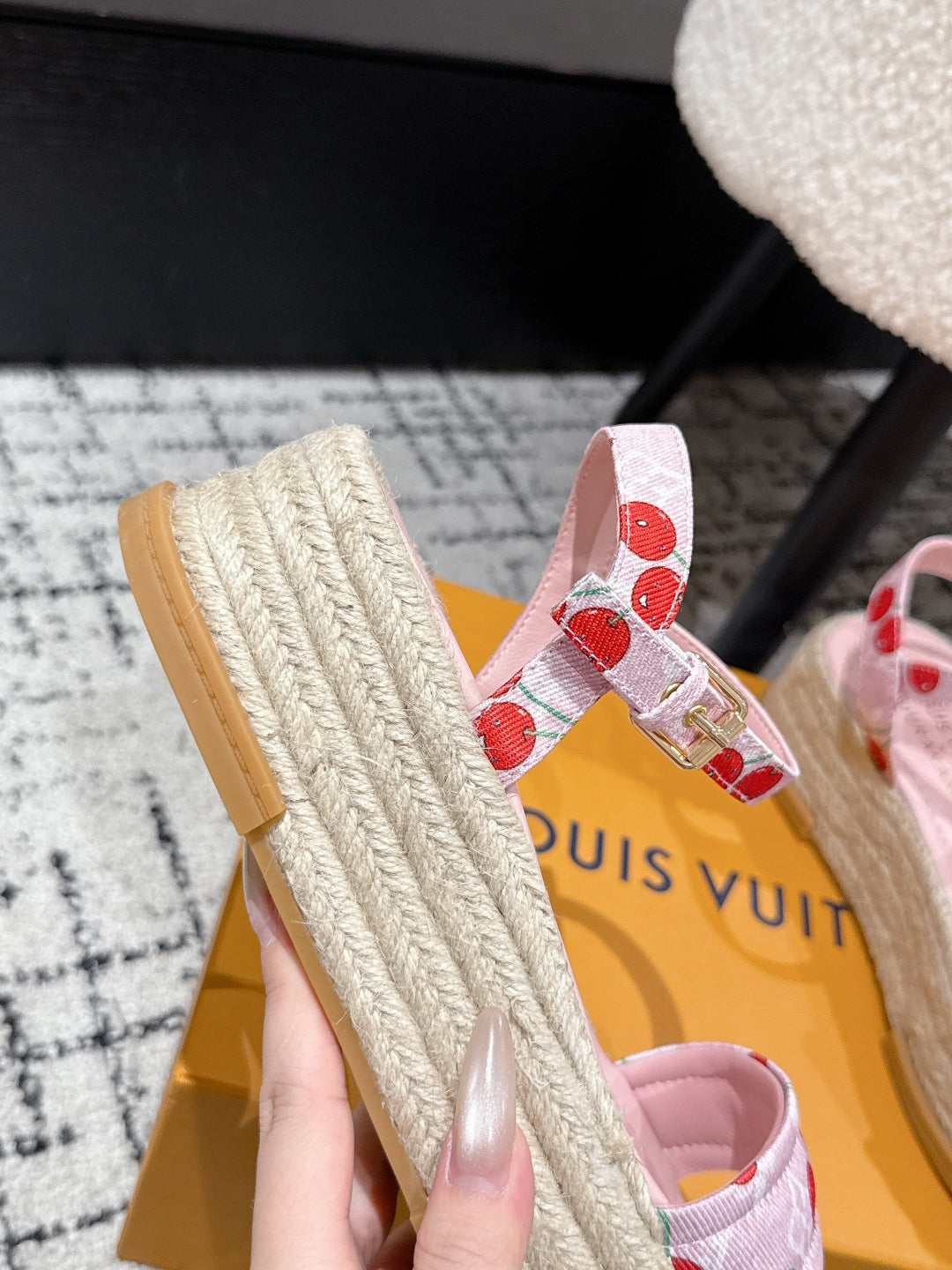 LOUIS VUITTON LV PLATFORM ESPADRILLE SANDALS 25S IN LIGHT PINK DENIM