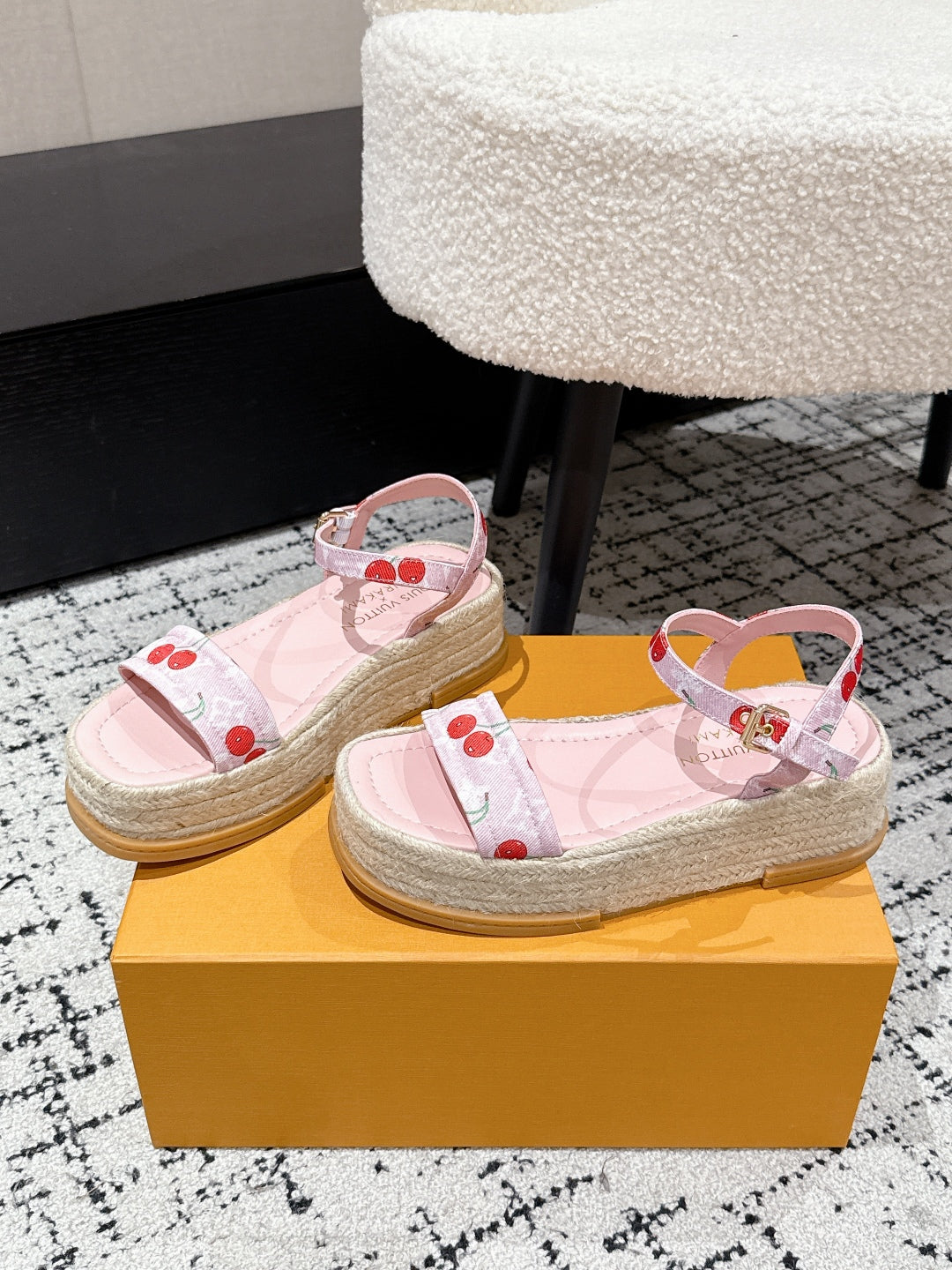 LOUIS VUITTON LV PLATFORM ESPADRILLE SANDALS 25S IN LIGHT PINK DENIM