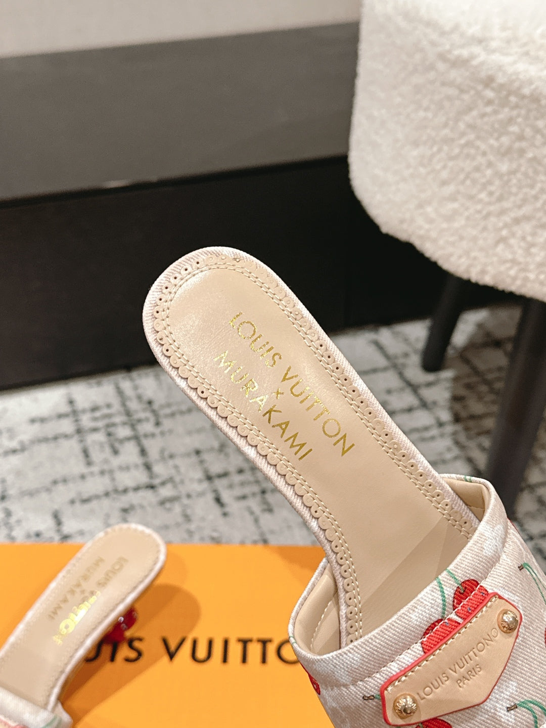 LOUIS VUITTON LV CHERRY HIGH HEELS 25S 55 MM IN NUDE DENIM STYLE 9