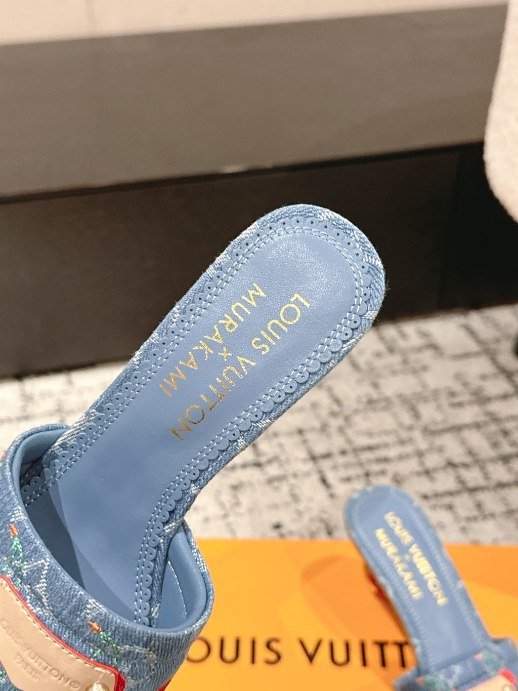 LOUIS VUITTON LV CHERRY HIGH HEELS 25S 55 MM IN BLUE DENIM STYLE 6