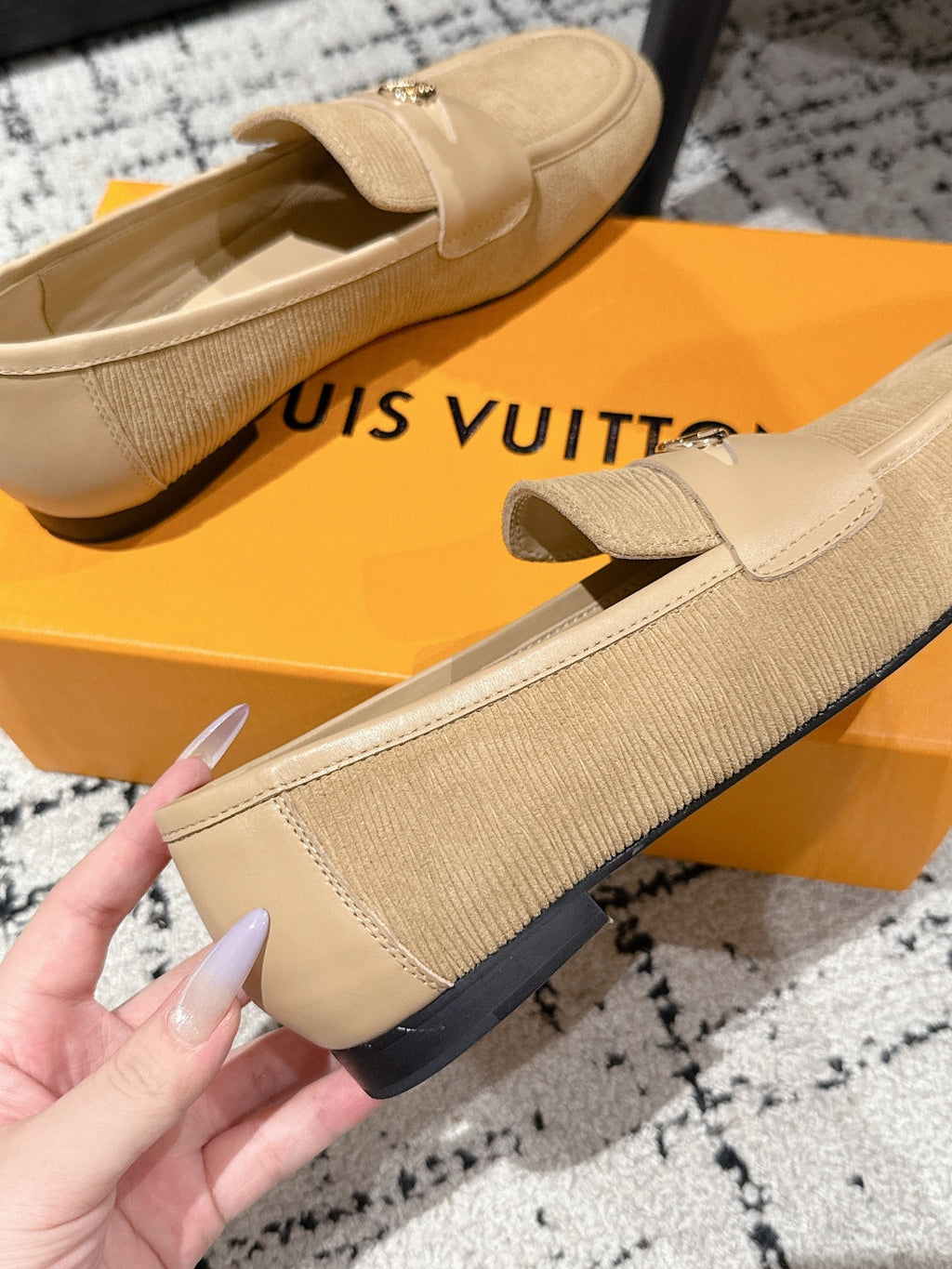 LOUIS VUITTON LV LOAFER 25S IN BEIGE SUEDE AND CALFSKIN