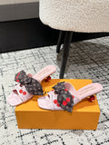 LOUIS VUITTON LV CHERRY HIGH HEELS 25S IN LIGHT PINK DENIM WITH BOW STYLE 4