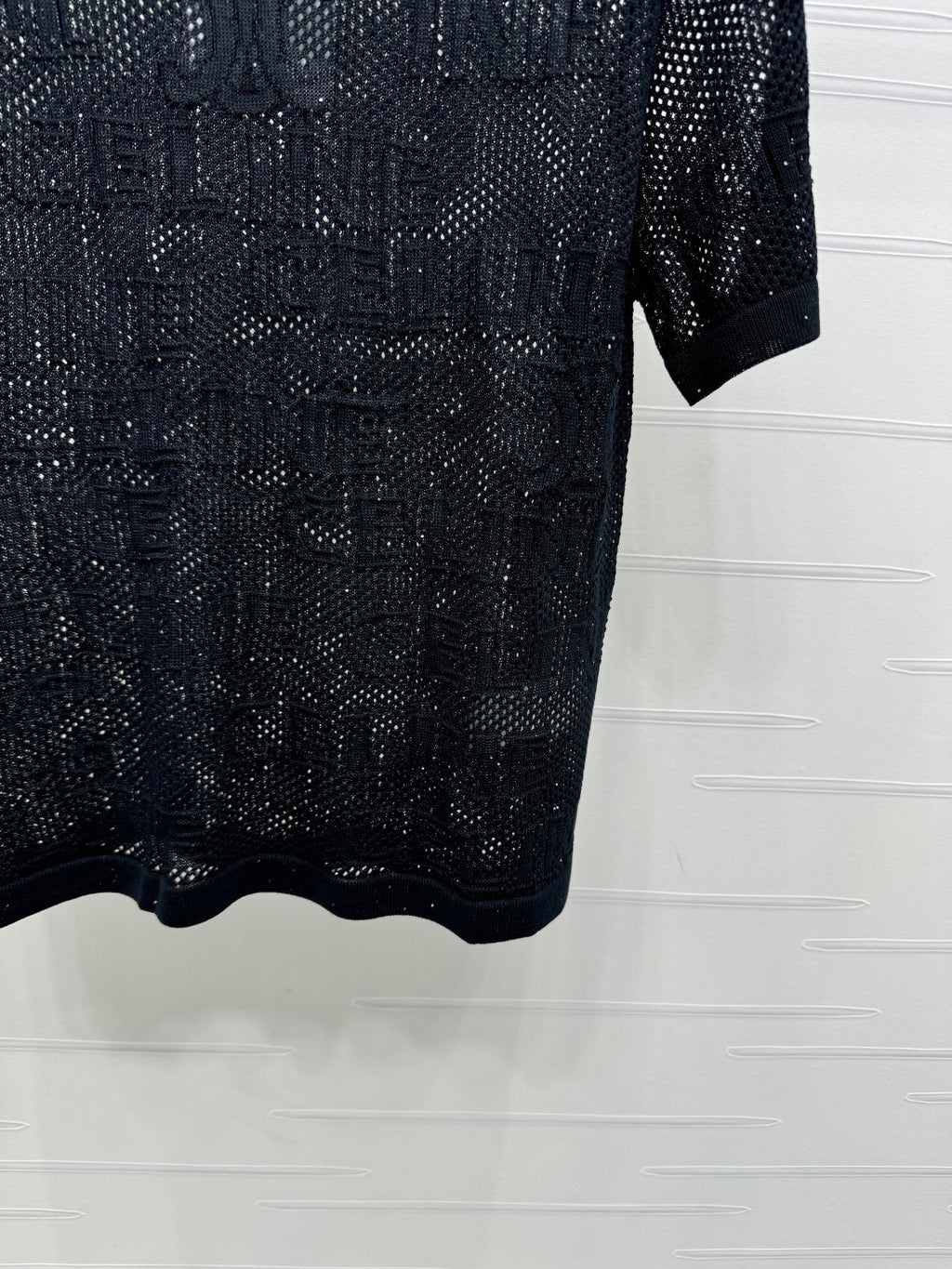 CELINE SHORT-SLEEVE CROCHET TOP BLACK 274808