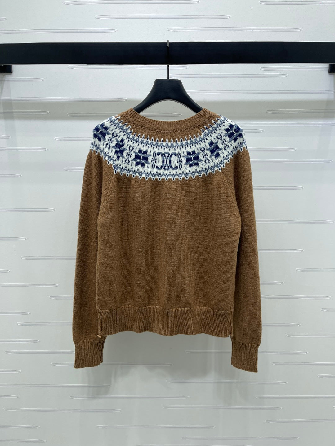 CELINE CARDIGAN IN PECAN BROWN MIX BLUE WOOL
