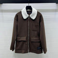 LOUIS VUITTON LV 25S KNITTED CARDIGAN WITH SHEARLING COLLAR 0153
