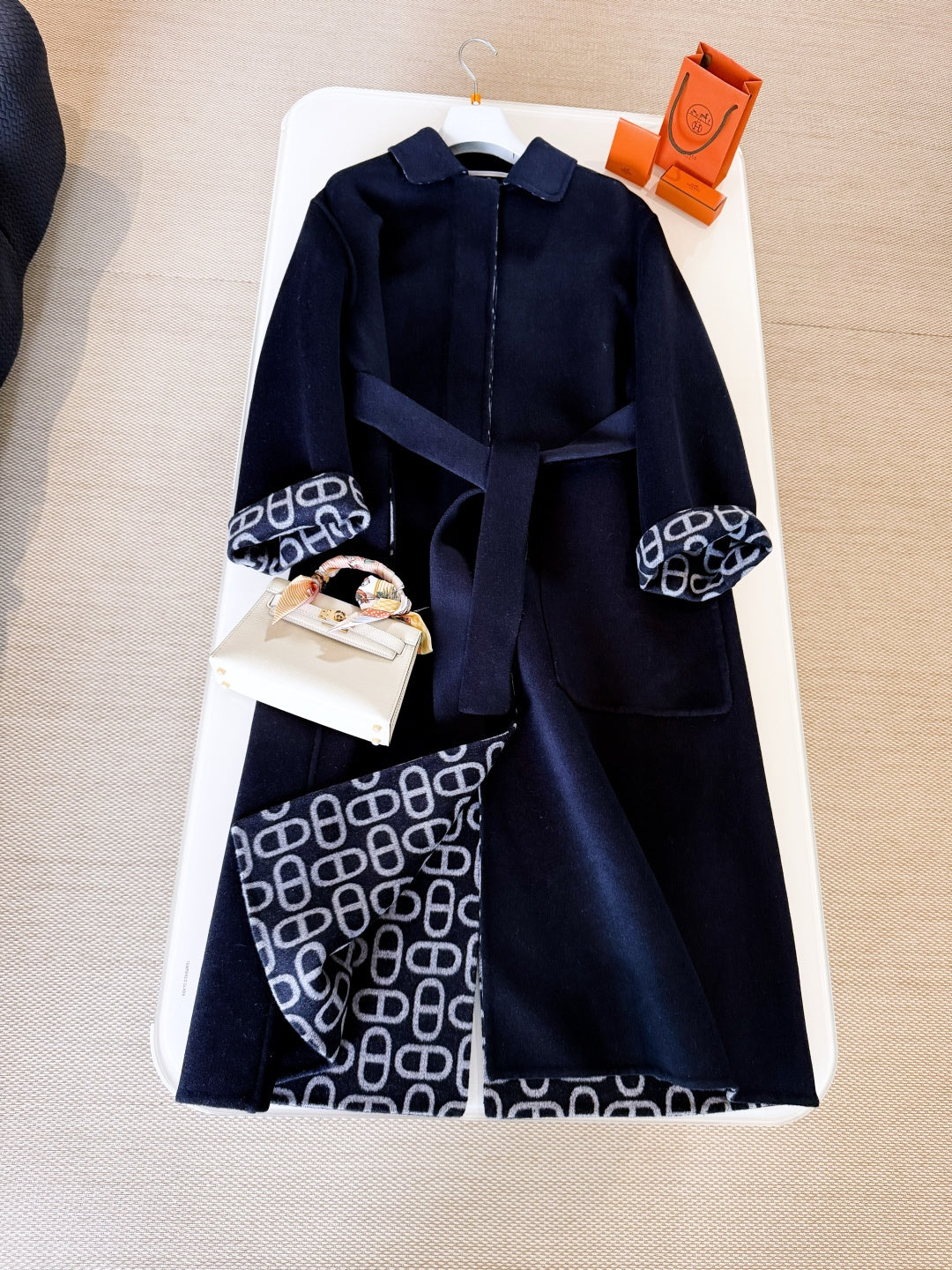 HERMES HERMES 25S BELTED CASERE PEACOAT 269