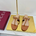 GUCCI THONG SANDALS 25S IN BROWN LAMBSKIN WITH GOLD HARDWARE
