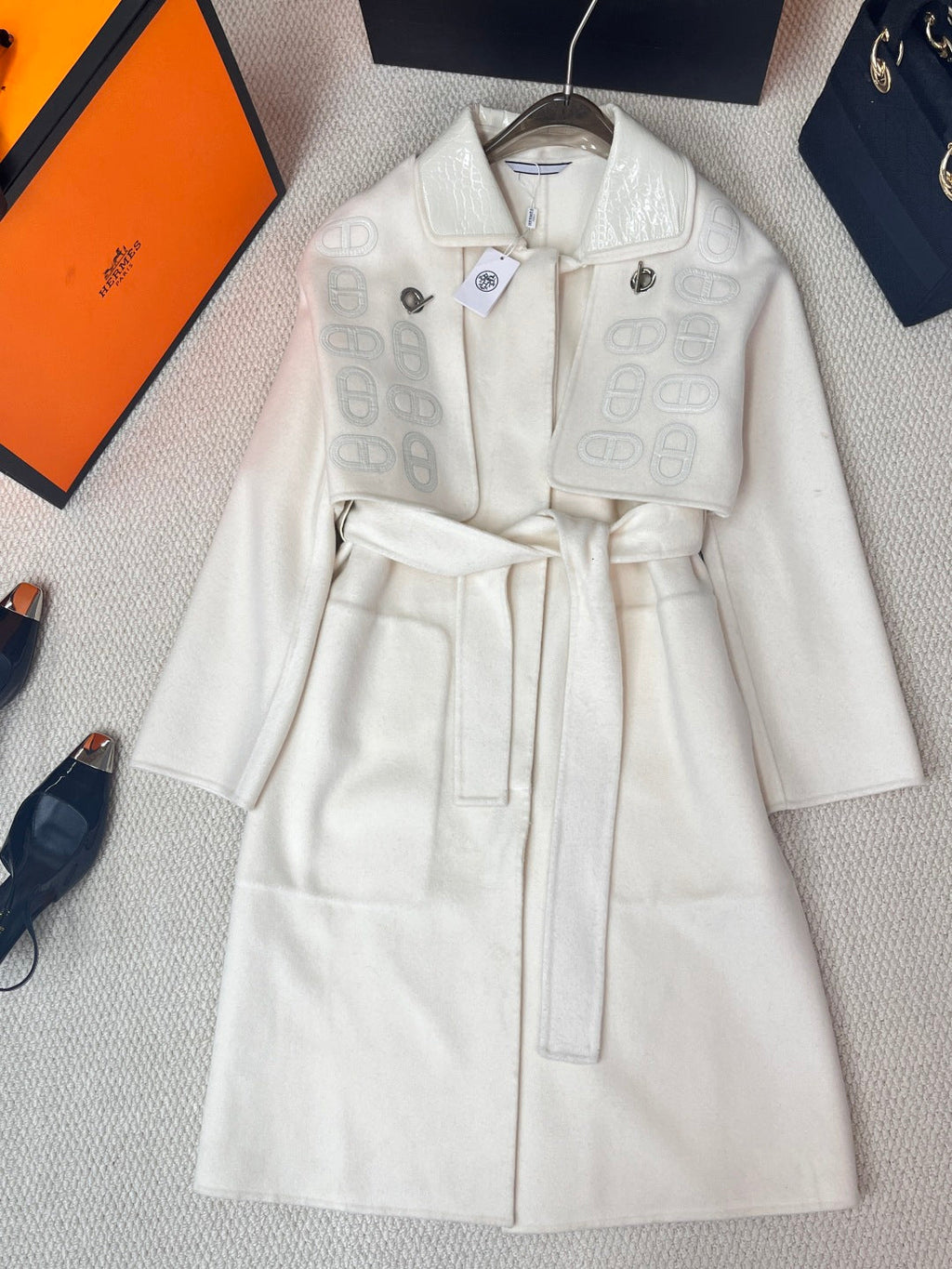 HERMES 25S LONG CASERE PIG-NOSE COAT 206