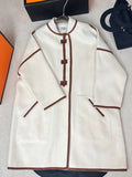 HERMES 25S CASERE COAT WITH LEATHER BUTTONS 204
