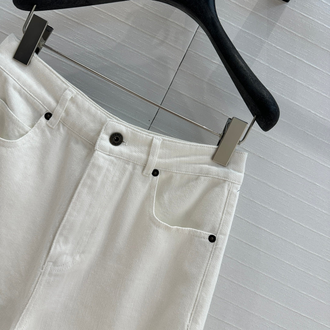 Loewe 25 Sickle Jeans White Denim Cotton