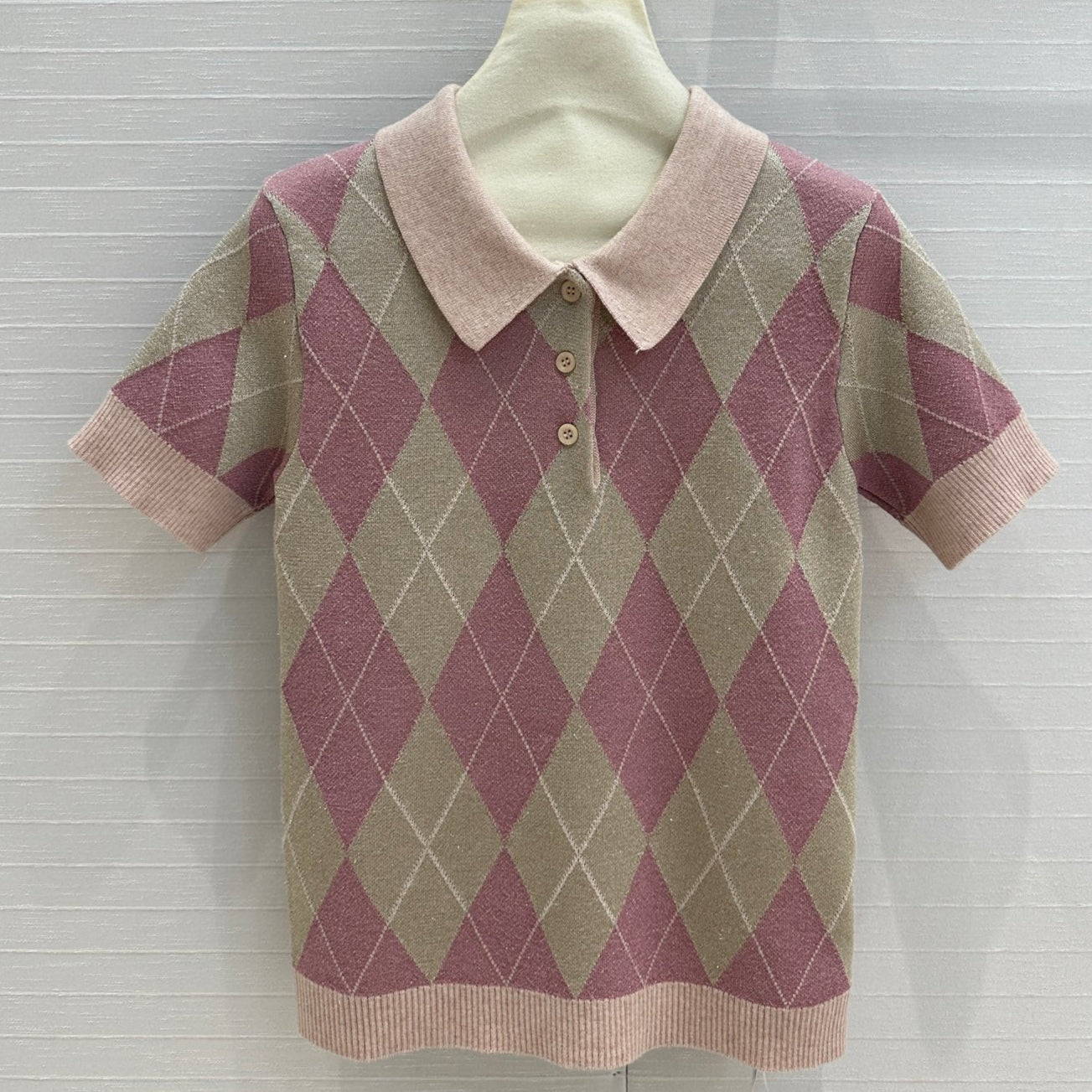 GUCCI Gucci 25 Short-sleeved Knitted Sweater Pink Wool