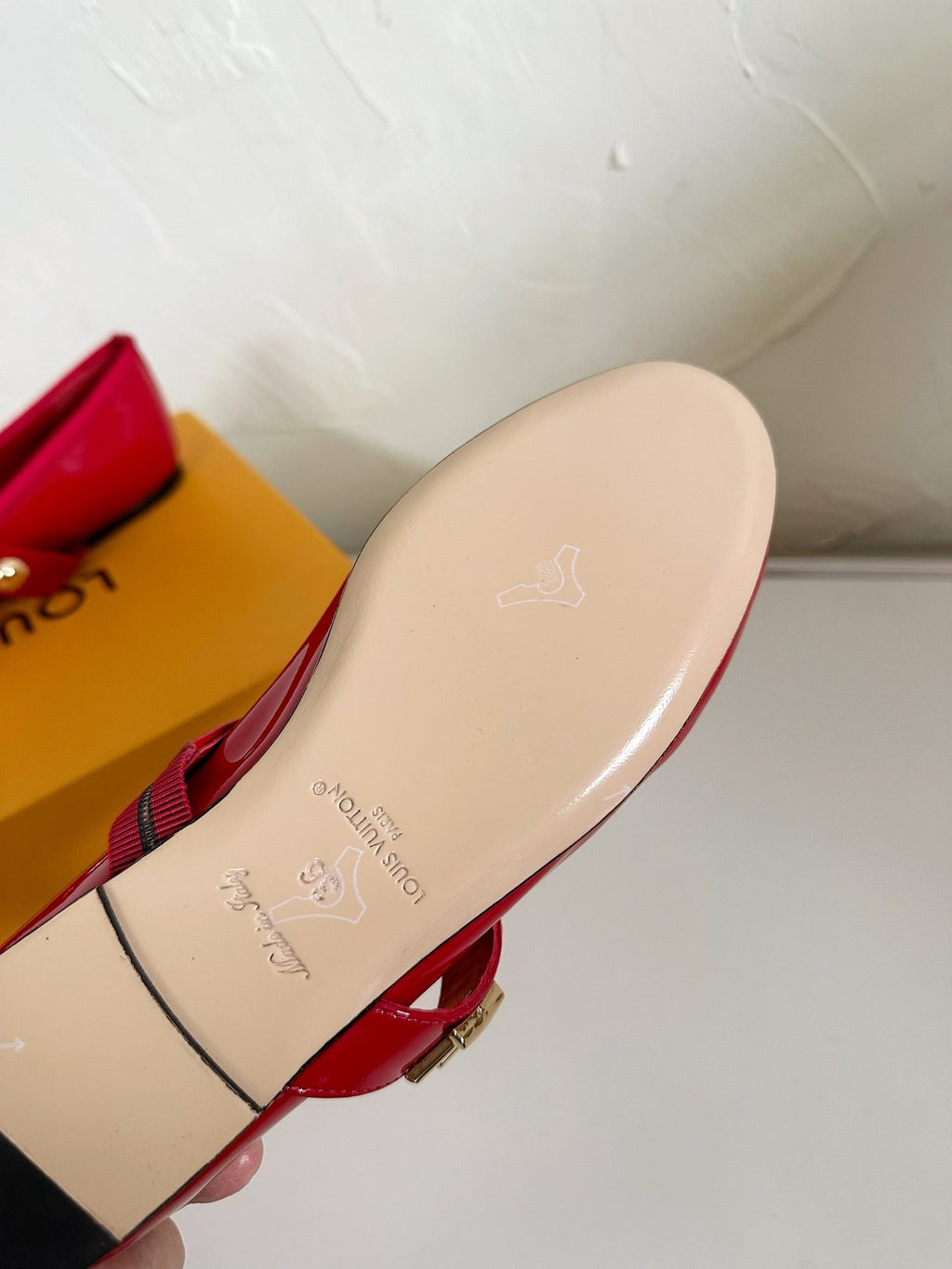 LOUIS VUITTON ROMY FLAT BALLERINA IN RUBY RED PATENT CALFSKIN