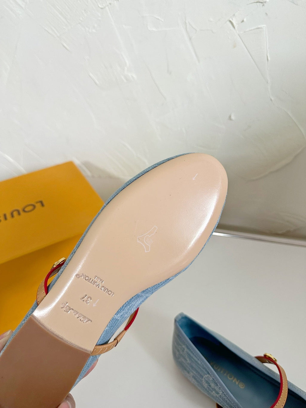 LOUIS VUITTON ROMY FLAT BALLERINA IN LIGHT BLUE MONOGRAM DENIM FABRIC
