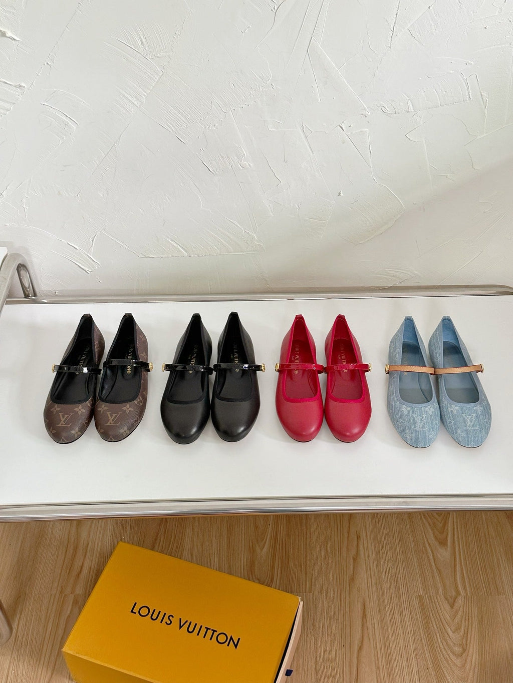 LOUIS VUITTON ROMY FLAT BALLERINA IN LIGHT BLUE MONOGRAM DENIM FABRIC