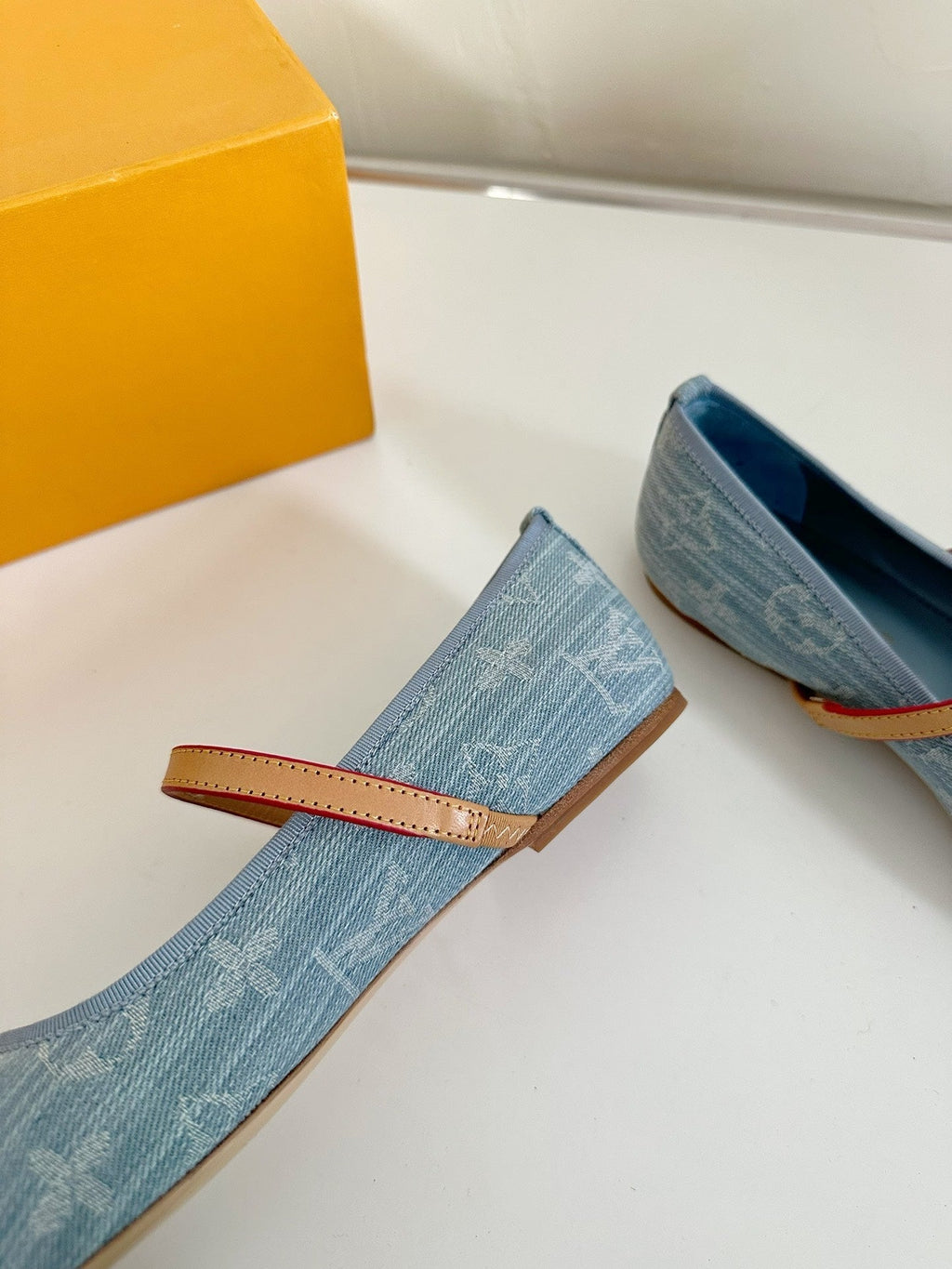 LOUIS VUITTON ROMY FLAT BALLERINA IN LIGHT BLUE MONOGRAM DENIM FABRIC