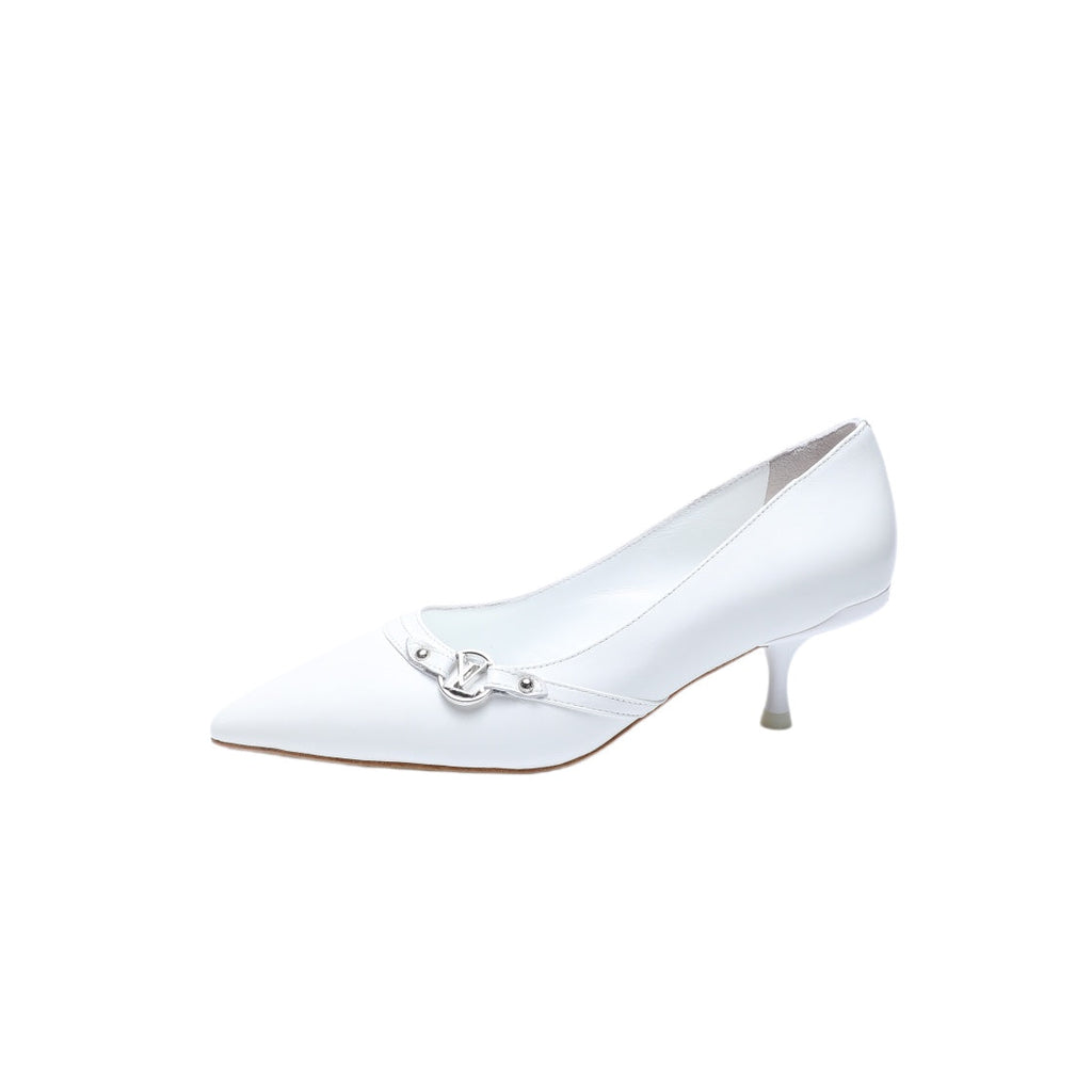 LOUIS VUITTON 6AM HIGH HEELS 55 MM IN WHITE LAMBSKIN
