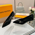 LOUIS VUITTON 6AM HIGH HEELS 55 MM IN BLACK PATENT LAMBSKIN