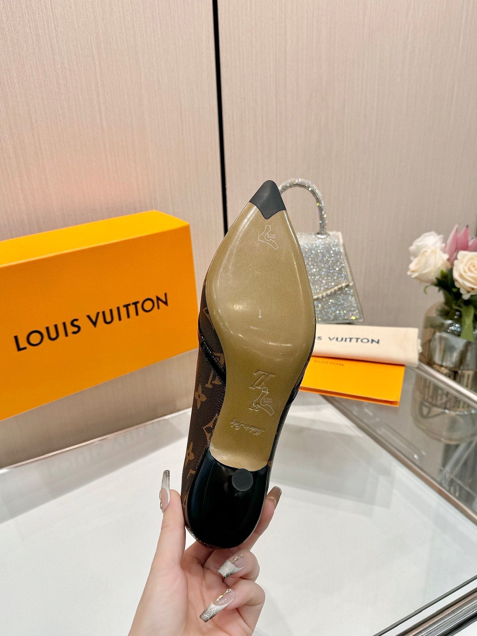 LOUIS VUITTON 6AM HIGH HEELS 55 MM IN BLACK LAMBSKIN