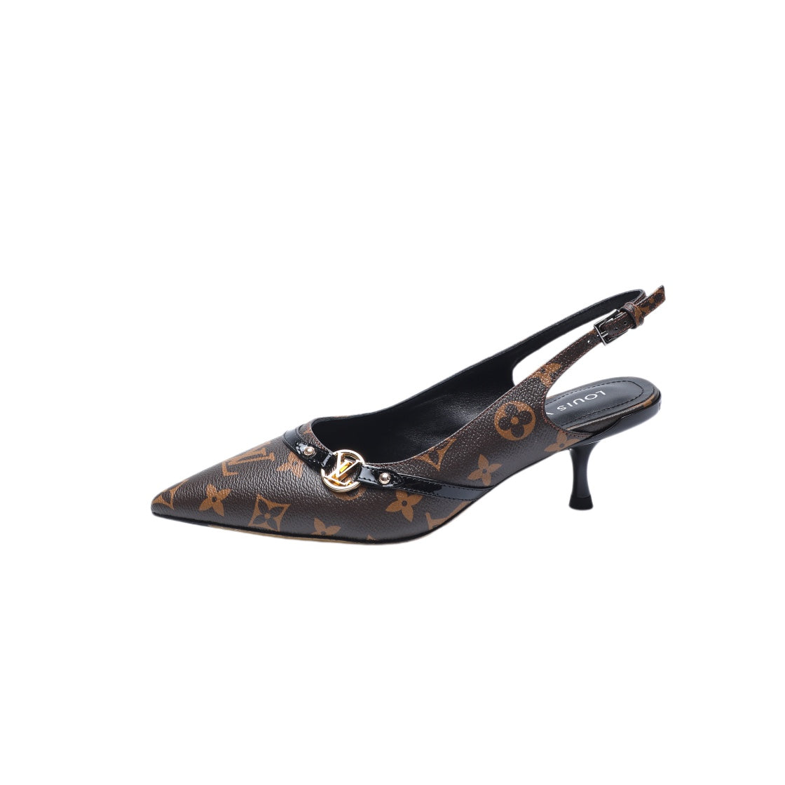 LOUIS VUITTON 6AM SLINGBACK HIGH HEELS 55 MM IN CHOCOLATE BROWN MONOGRAM LAMBSKIN
