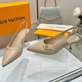 LOUIS VUITTON 6AM SLINGBACK HIGH HEELS 55 MM IN TAN BEIGE LAMBSKIN