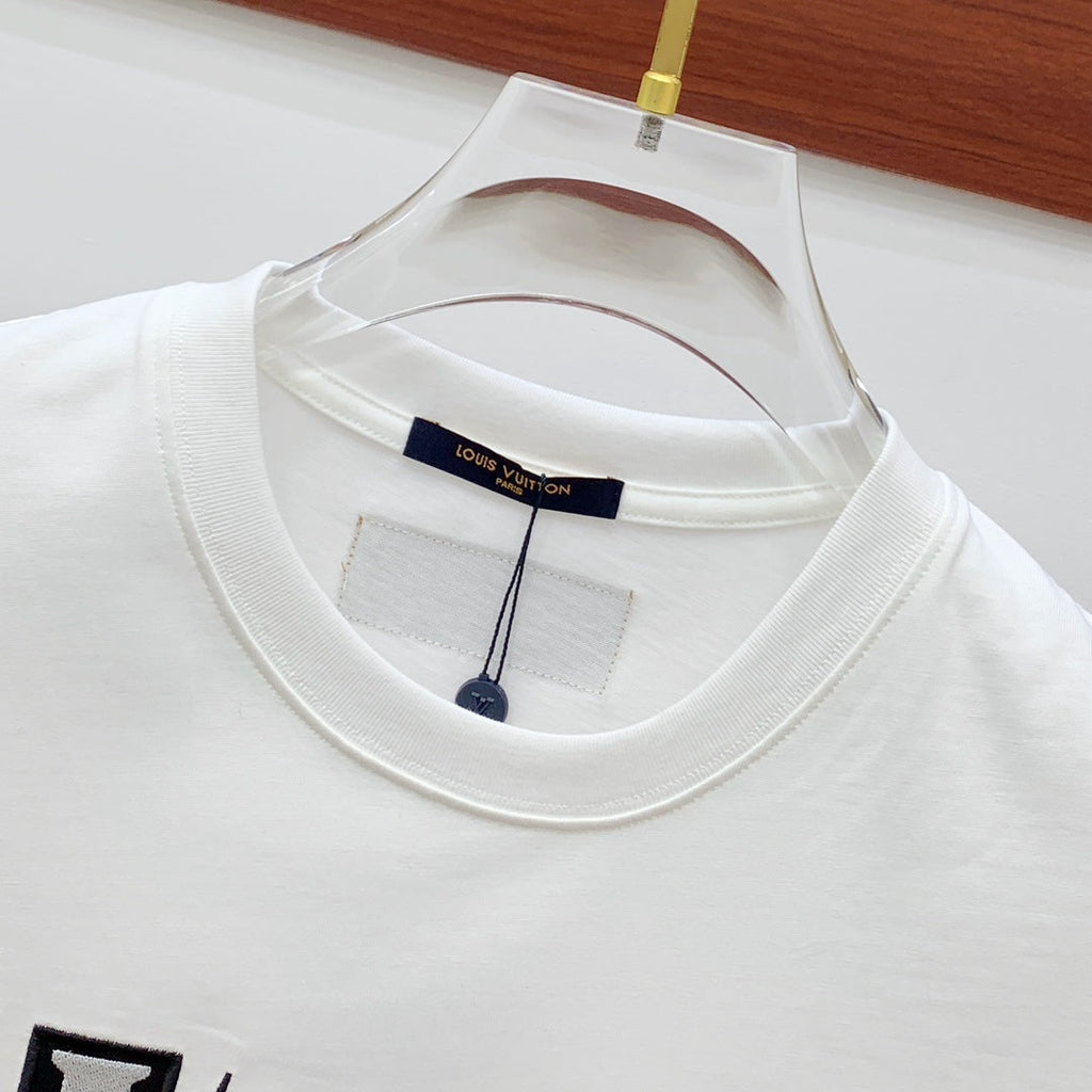 LOUIS VUITTON LV T-SHIRT EMBROIDERED LOGO IN WHITE COTTON 238878