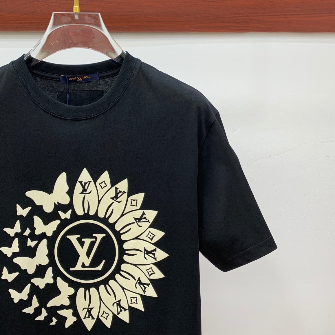 LOUIS VUITTON LV T-SHIRT IN BLACK PURE COTTON CLASSIC LOGO PATTERN 238881