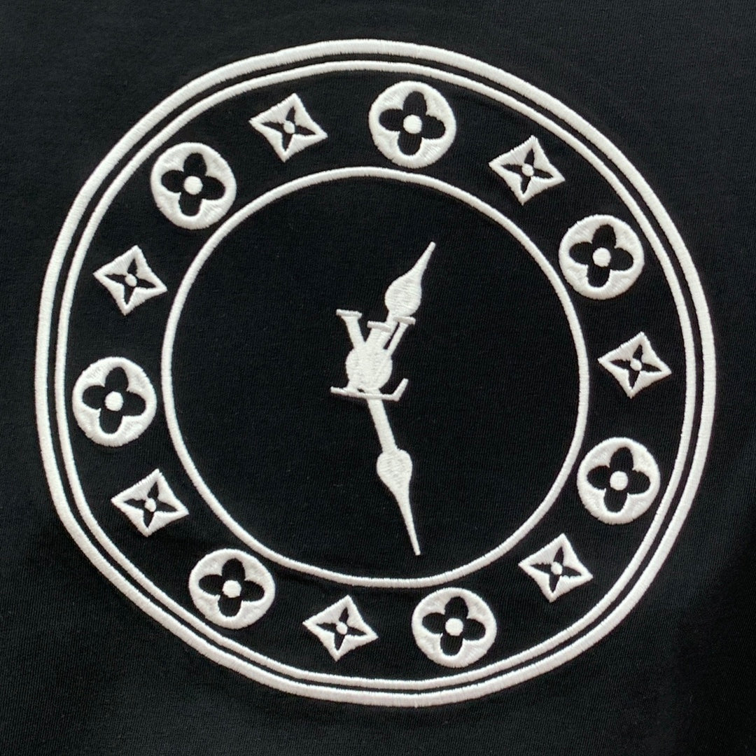 LOUIS VUITTON LV T-SHIRT IN BLACK PURE COTTON EMBROIDERED LOGO 238889