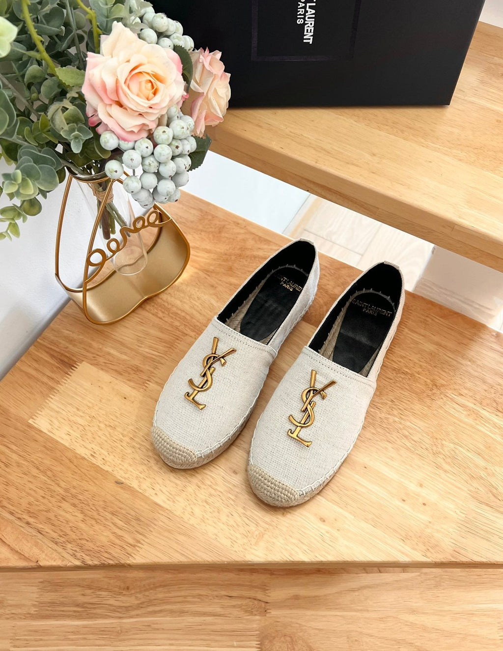 SL YVES LOGO SLIP ON CREAMY WHITE CANVAS