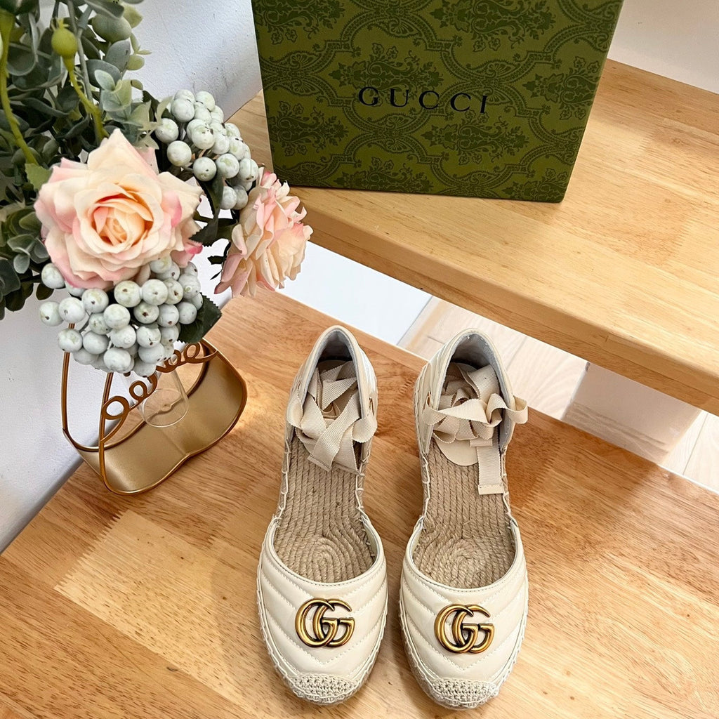 GUCCI Crochet platform Espadrilles White