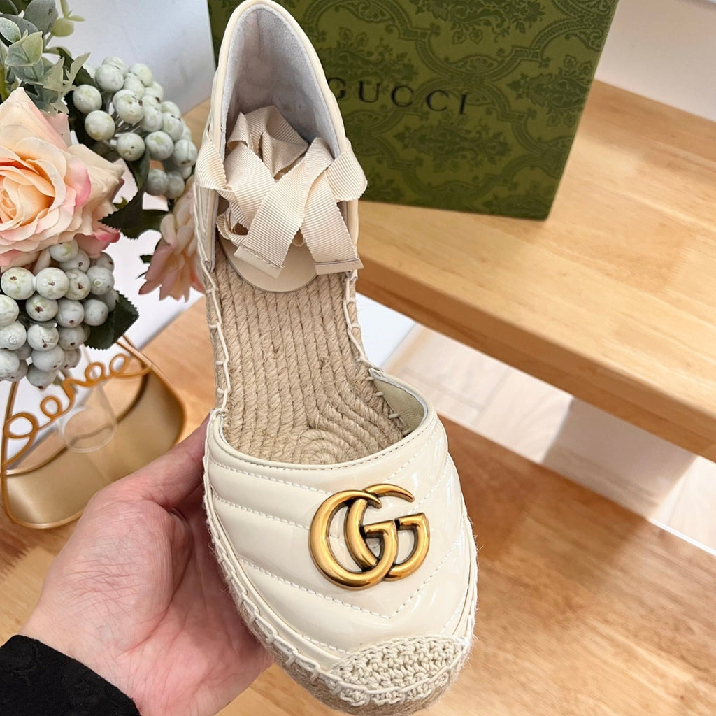 GUCCI Crochet platform Espadrilles White