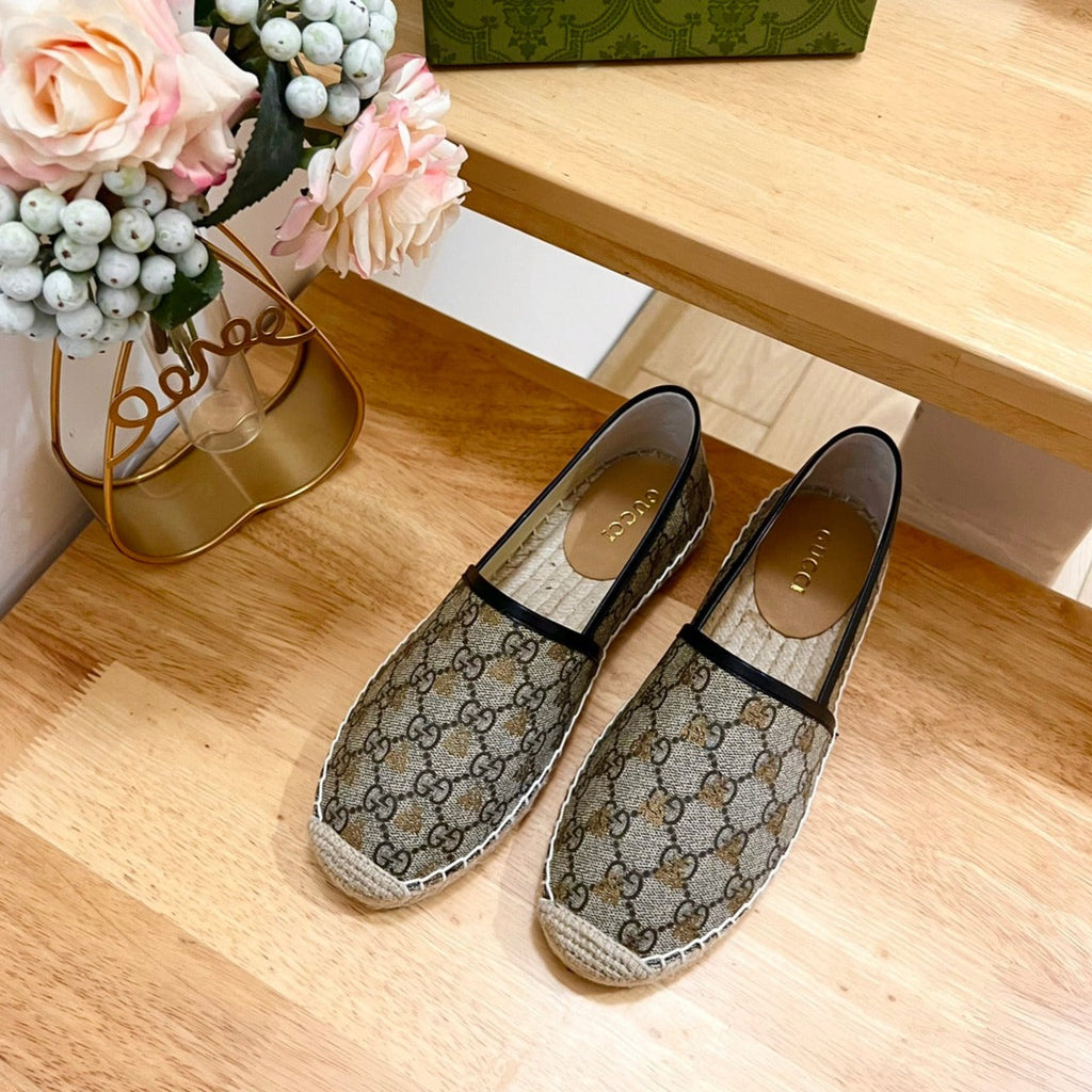GUCCI Supreme Flat Shoes Brown Caro