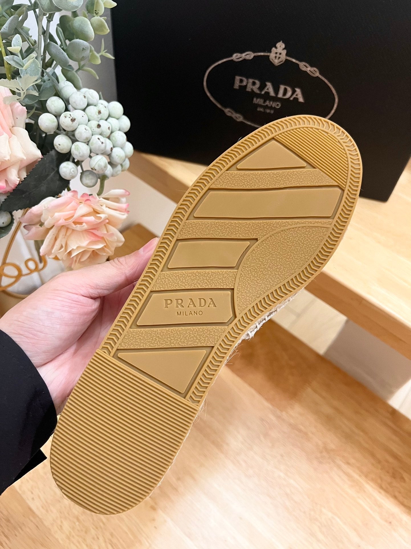 PRADA CROCHET SLIPPERS CREAMY WHITE LINEN FABRIC