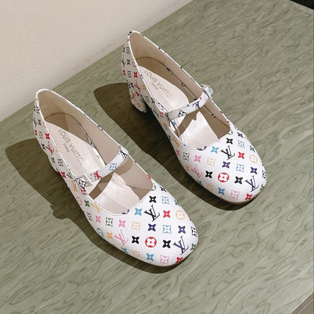 LOUIS VUITTON SWING HIGH MARY JANE 55 MM IN WHITE MONOGRAM CALFSKIN