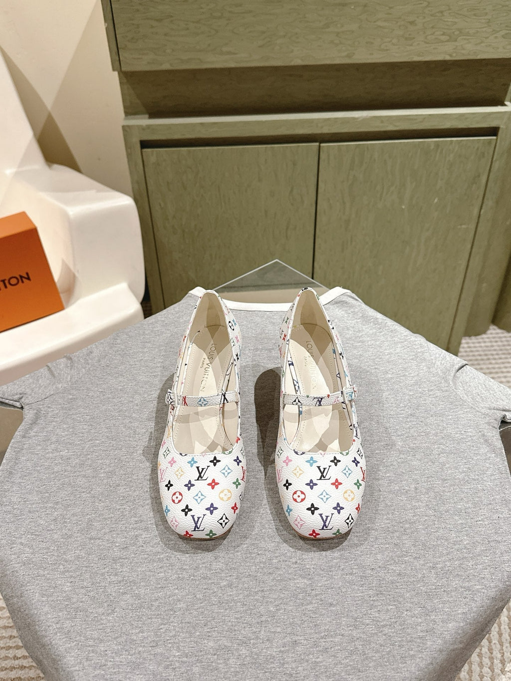 LOUIS VUITTON SWING HIGH MARY JANE 55 MM IN WHITE MONOGRAM CALFSKIN