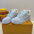 LOUIS VUITTON LV TRAINER MAXI SNEAKER IN WHITE MIX LIGHT BLUE EMBOSSED CALFSKIN