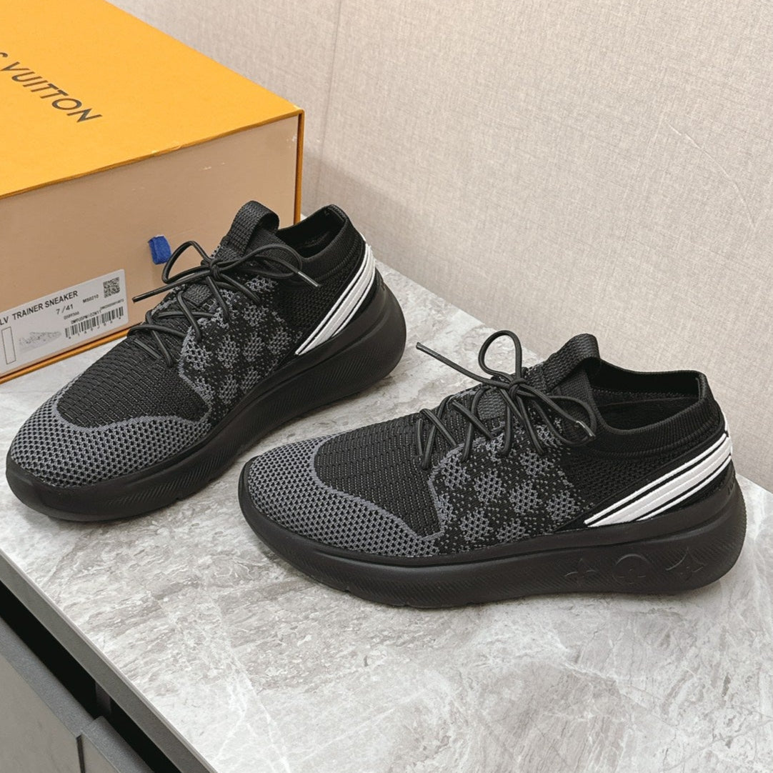 LOUIS VUITTON SNEAKERS IN BLACK DAMIER ELASTIC FABRIC